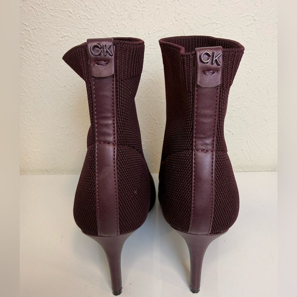 Calvin Klein Gabby Burgundy Knit Pointed Toe Sock Booties Size 7 - Picture 4 of 6
